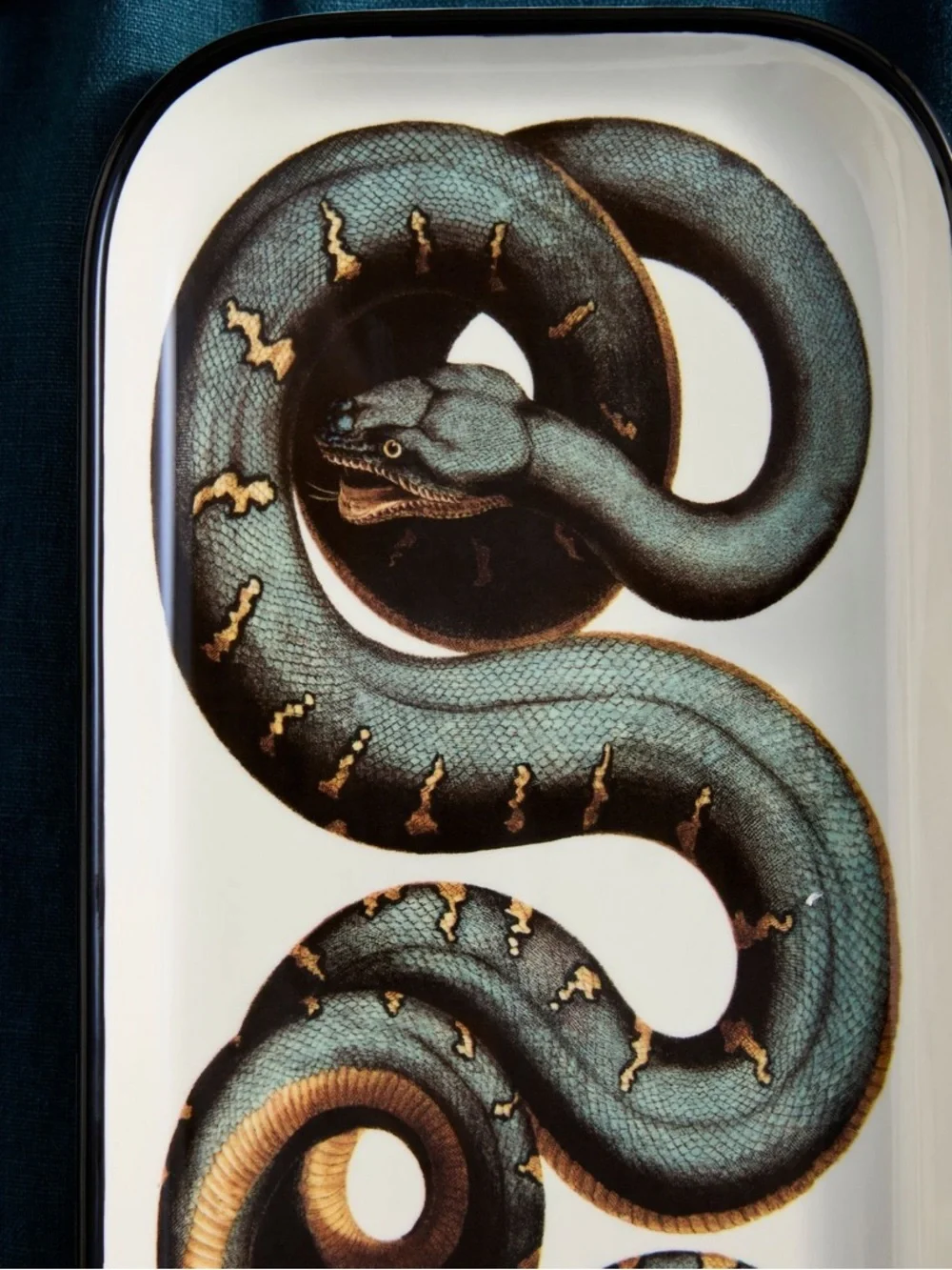 Anthropologie Teal, Black and Gold Serpent Serving Tray
